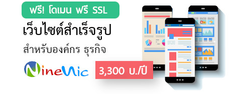 เว็บไซต์สำเร็จรูป-ธุรกิจ คุ้มสุดๆ รับโปรโมชั่น ฟรี! โดเมน และ ฟรี SSL รายปีเพียง 3,300 บ./ปี