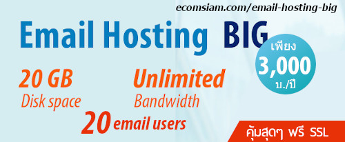 email hosting Bigdata พื้นที่มาก ราคาคุ้มสุดๆ เพียง 3,000 บ./ปี 